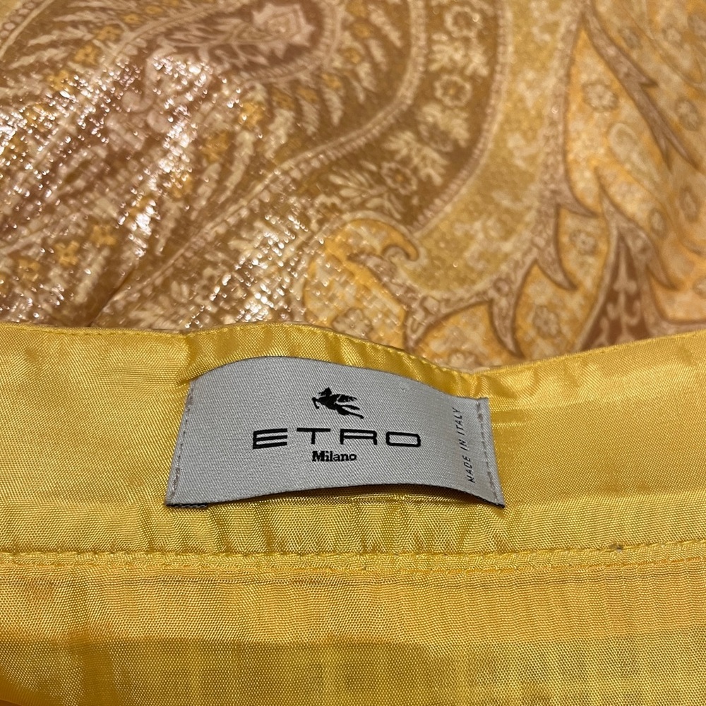 Etro Coated Yellow Paisley Mini Skirt - Picture 8 of 9